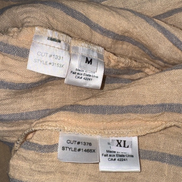 Stark X vintage beige blue striped 100% linen Joey top/ankle pant set M/XL - Picture 9 of 10